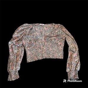 New floral buddy love cropped blouse shirt